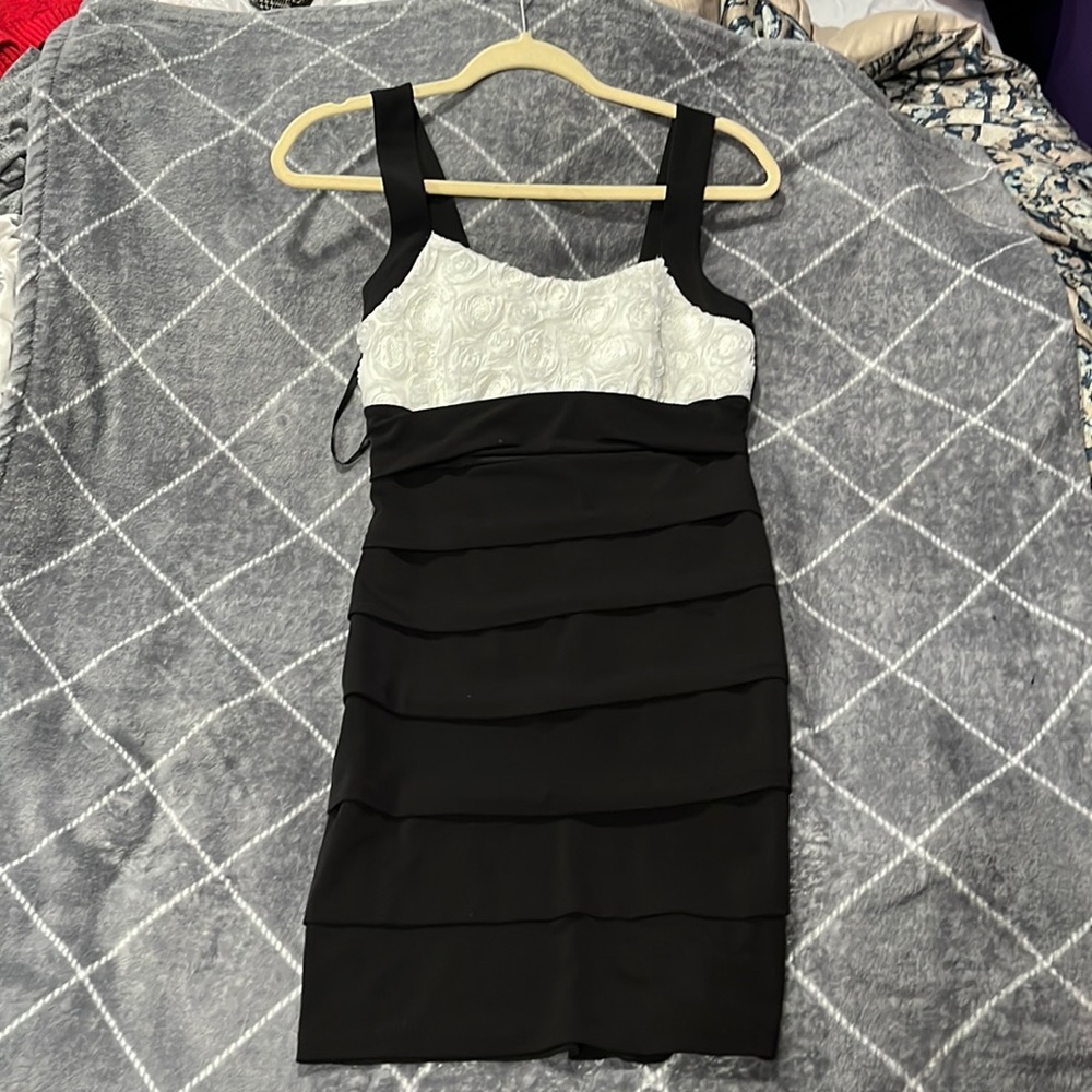 A black and white dress